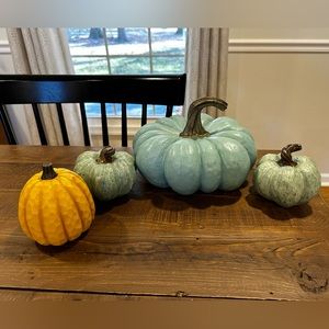 Set of 4. Wood pumpkins.